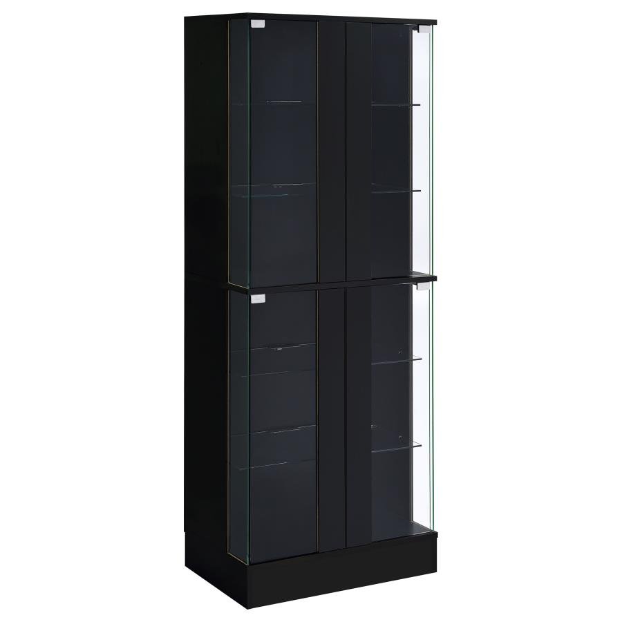 CABRA 4-DOOR LED CURIO DISPLAY CABINET BLACK HIGH GLOSS