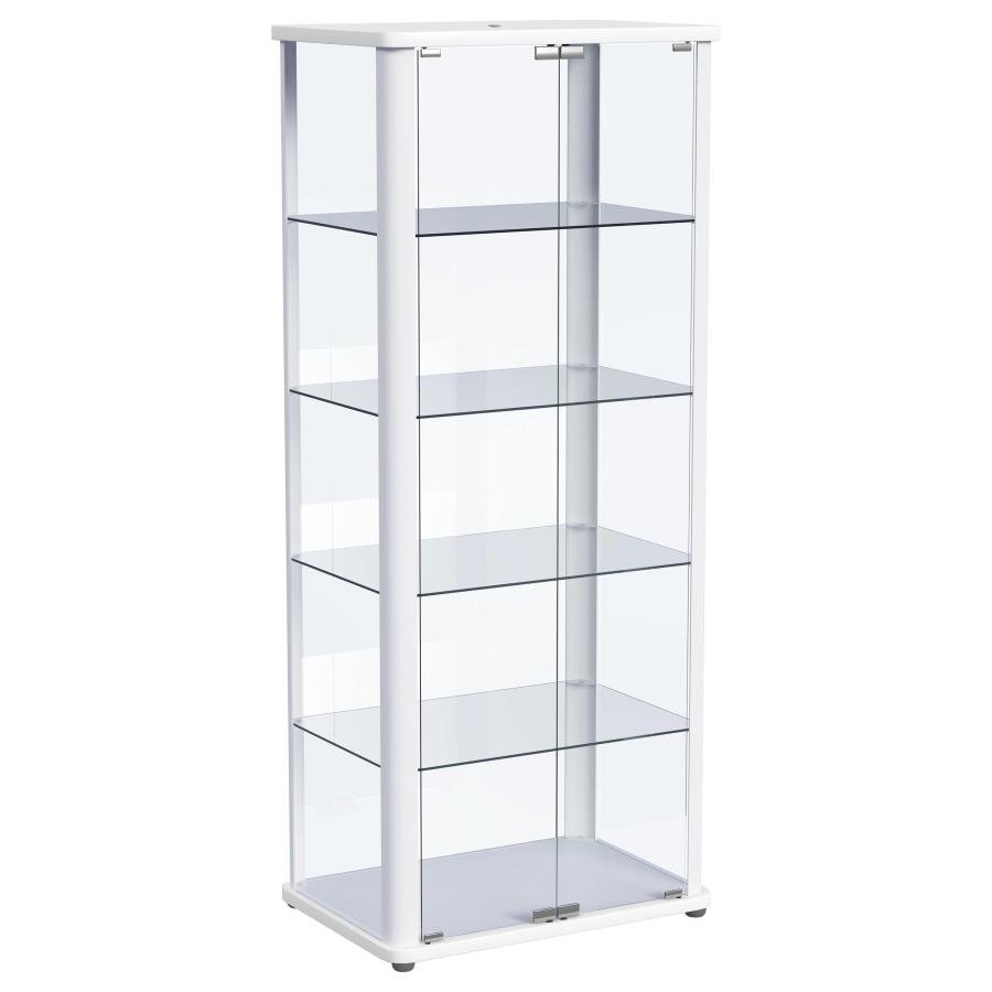 AERO 5-SHELF DISPLAY CURIO CABINET WITH LED LIGHTING WHITE