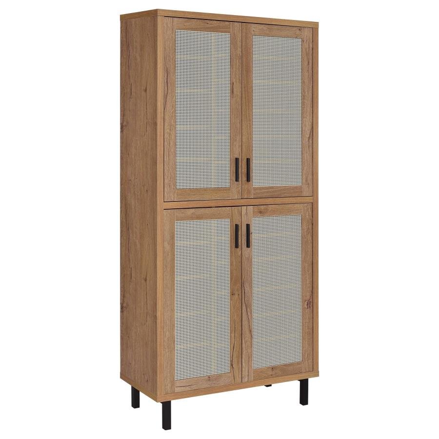 TELLER 80-INCH 4-DOOR TALL SHOE STORAGE CABINET NATURAL OAK