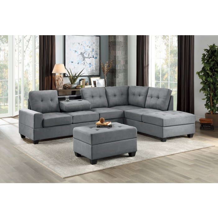 9507DGY_dropdown__l.jpg 9507DGY*SC 2-Piece Reversible Sectional with Drop-Down Cup Holders - Image 6
