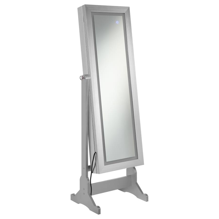 MOORE CHEVAL MIRROR WITH JEWELRY STORAGE SILVER