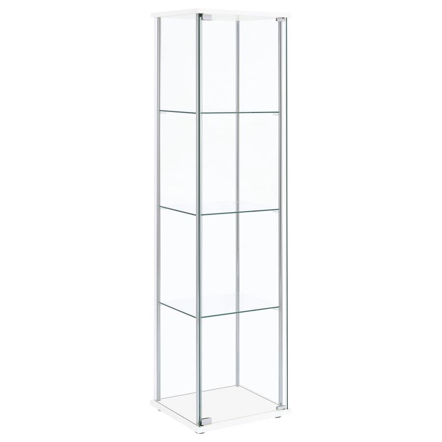 BELLATRIX 4-SHELF CLEAR GLASS CURIO CABINET WHITE