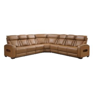 9516BRWS*33L3RPWH 3-Piece Power Reclining Sectional with Center Drop-Down Cup Holders, Power Headrests, Storage Arms(Top and Side), Cup holders, Charging Ports, Reading Lights, Wireless Chargers, Charging Ports and LED Lighting