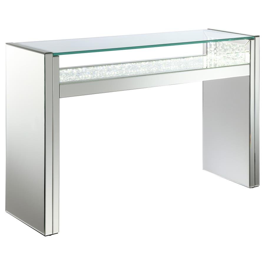 EDNA MIRRORED CONSOLE TABLE LED LIGHTING SILVER