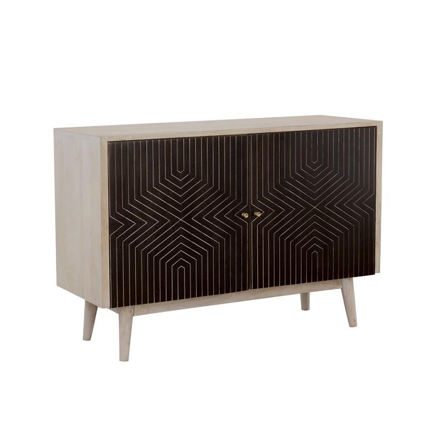 IXORA 2-DOOR WOOD ACCENT CABINET WHITE WASHED AND BLACK