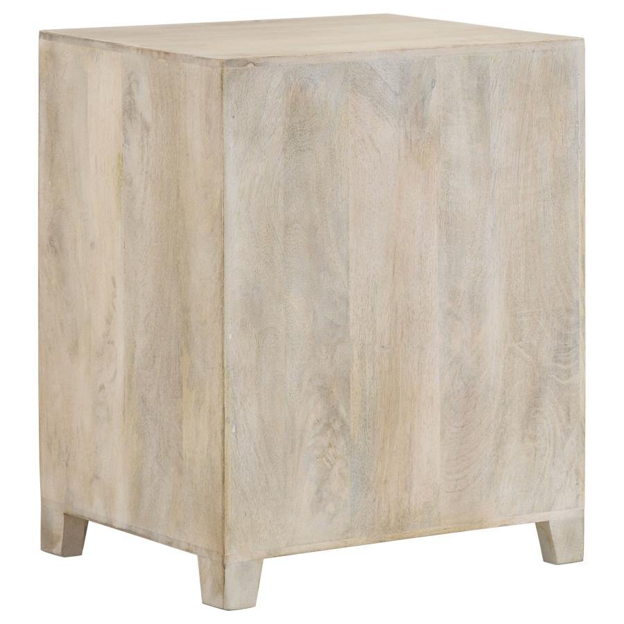 AUGUST 1-DRAWER TRELLIS PATTERN STORAGE CABINET WHITE WASHED - Image 7
