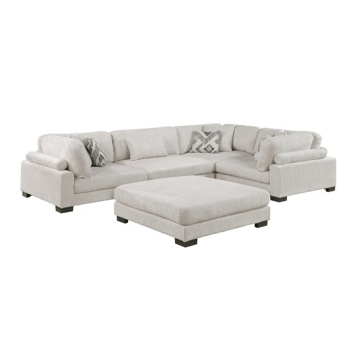 9555BEG*53CRACOT 5-Piece Modular Sectional with Ottoman