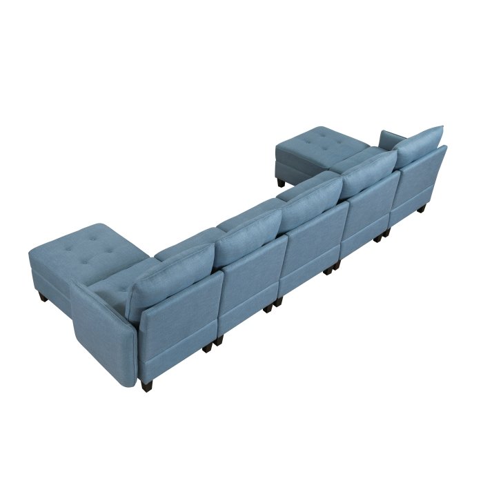 9557BUE*7SC2OT 7-Piece Sectional with Storage and Two Ottomans - Image 4