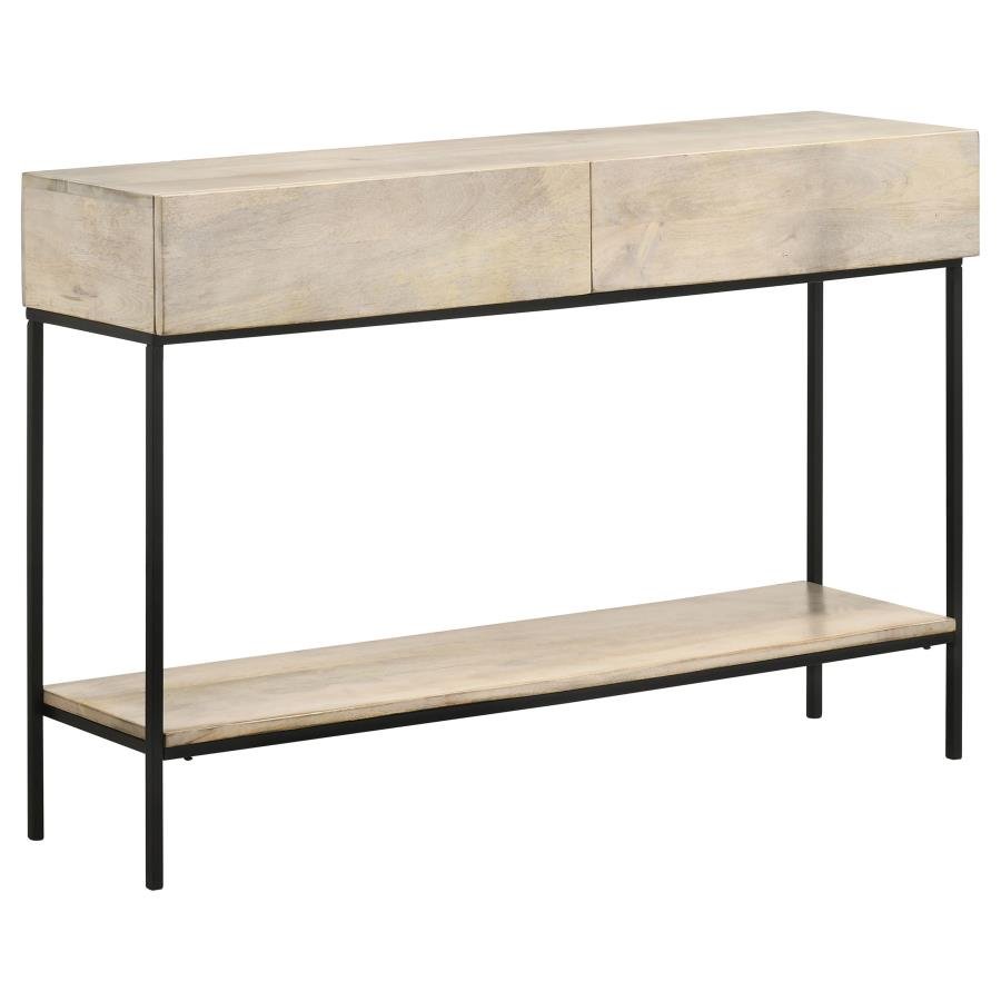 RUBEUS 2-DRAWER WOOD ENTRYWAY CONSOLE TABLE WHITE WASHED