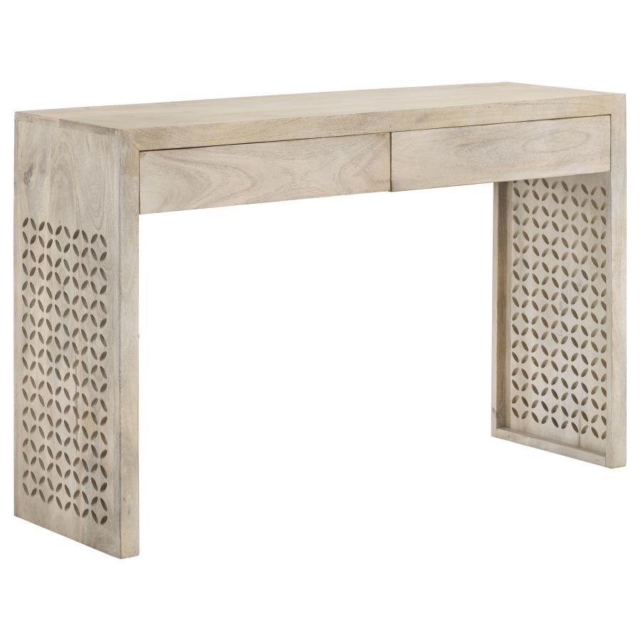 RICKMAN 2-DRAWER WOOD ENTRYWAY CONSOLE TABLE WHITE WASHED