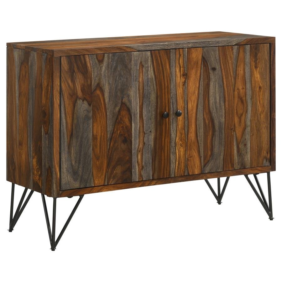 MACON 2-DOOR SHEESHAM WOOD STORAGE ACCENT CABINET GREY