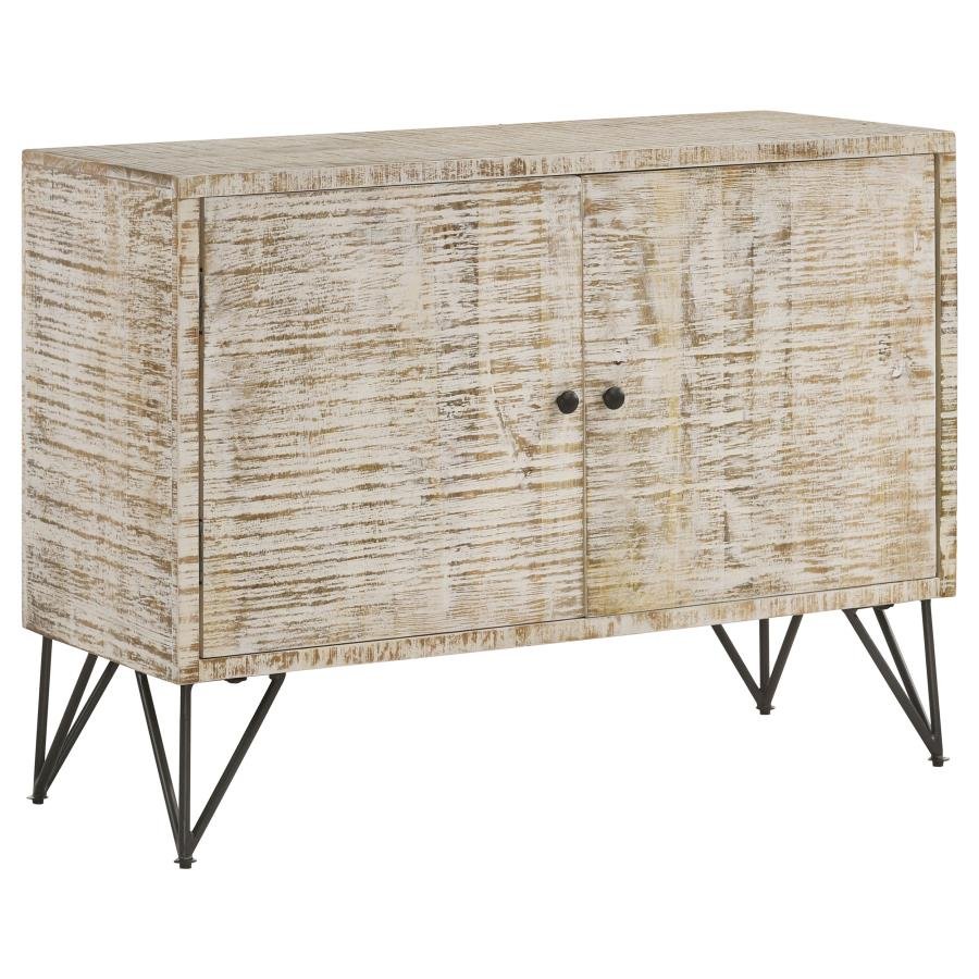 EILEEN 2-DOOR WOOD STORAGE ACCENT CABINET WHITE WASHED