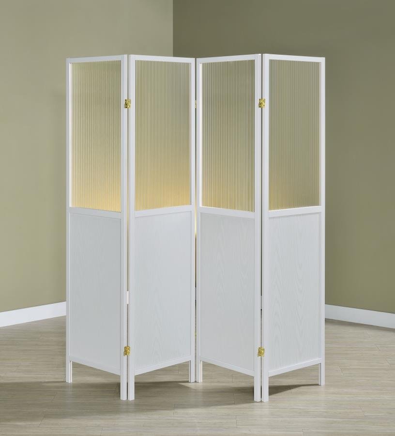 960122_01x900.jpg MATTISON 4-PANEL ROOM DIVIDER FOLDING SHOJI SCREEN WHITE - Image 2