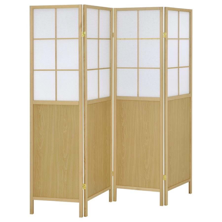 EDWARDS 4-PANEL ROOM DIVIDER FOLDING SHOJI SCREEN NATURAL
