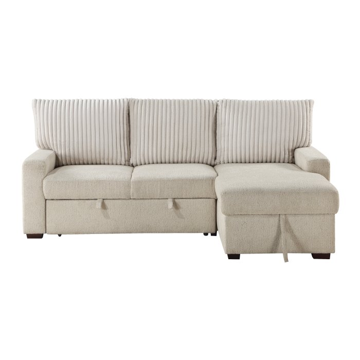 9605BE*2LLRC 2-Piece Sectional with Right Chaise and  Drop-Down Cup holders, Storage Pouch,  Pull-out Bed and Hidden Storage