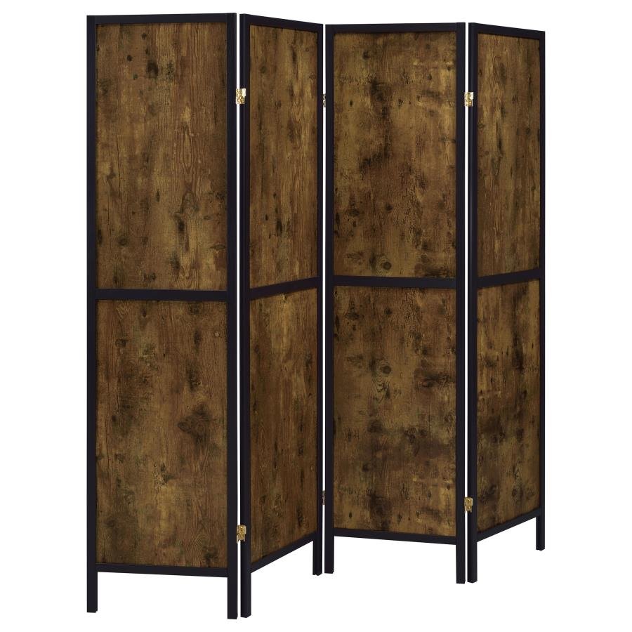 DEEPIKA 4-PANEL ROOM DIVIDER FOLDING SCREEN RUSTIC NUTMEG