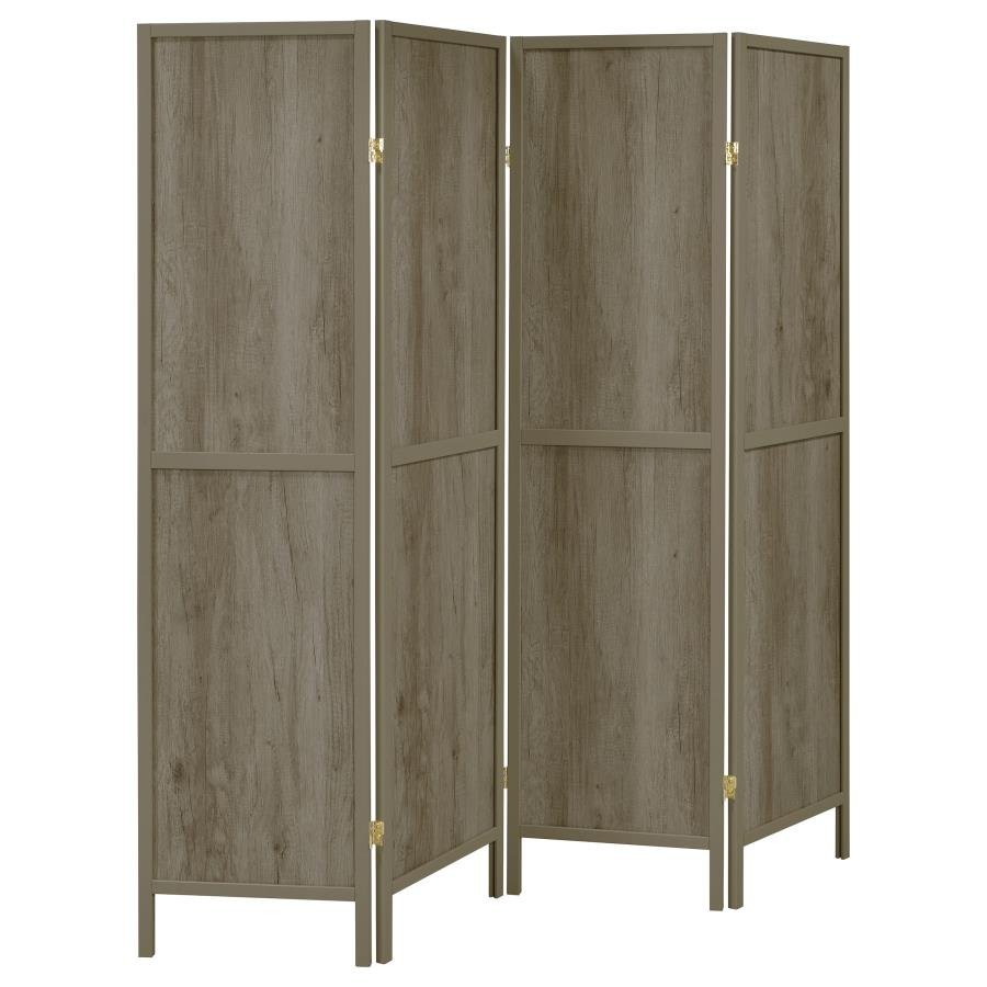 DEEPIKA 4-PANEL ROOM DIVIDER FOLDING SCREEN GREY DRIFTWOOD