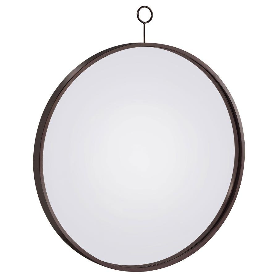 GWYNETH 30 X 35 INCH ROUND WALL MIRROR BLACK NICKEL