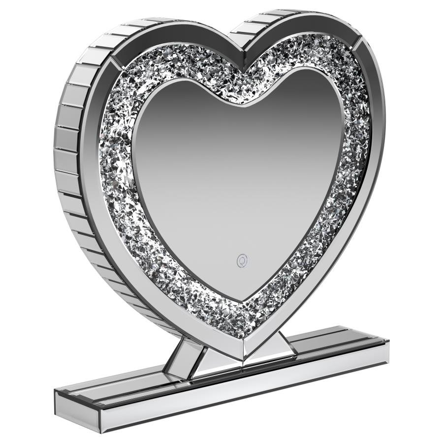 EUSTON HEART SHAPED VANITY MIRROR SILVER
