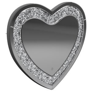 AIKO 36 X 30 INCH HEART SHAPED LED LIGHT WALL MIRROR SILVER