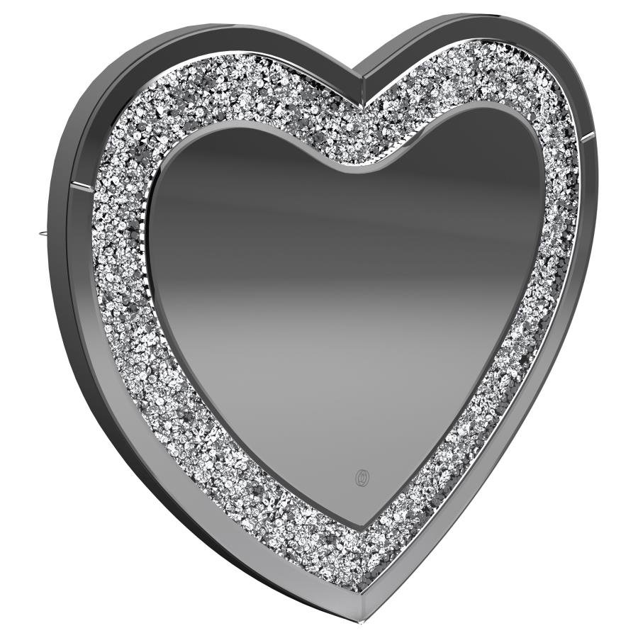 AIKO 36 X 30 INCH HEART SHAPED LED LIGHT WALL MIRROR SILVER