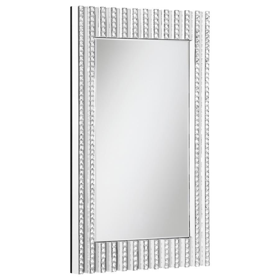 AIDEEN 32 X 47 INCH ACRYLIC CRYSTAL WALL MIRROR SILVER