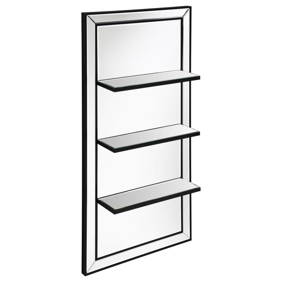 ORIEL 24 X 47 INCH RECTANGULAR 3-SHELF WALL MIRROR SILVER