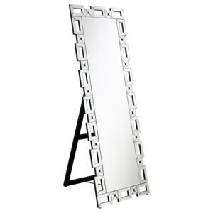 TAVIN 24 X 65 INCH GEOMETRIC FRAME STANDING MIRROR SILVER