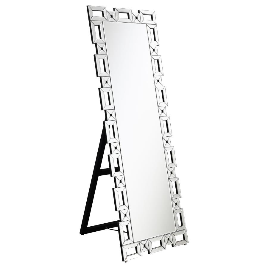 TAVIN 24 X 65 INCH GEOMETRIC FRAME STANDING MIRROR SILVER