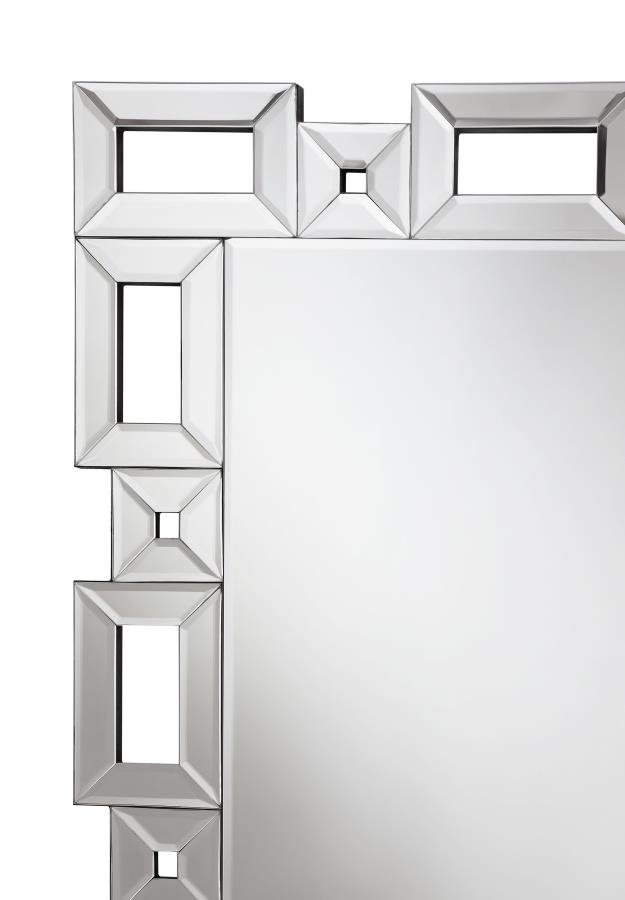 TAVIN 24 X 65 INCH GEOMETRIC FRAME STANDING MIRROR SILVER - Image 5