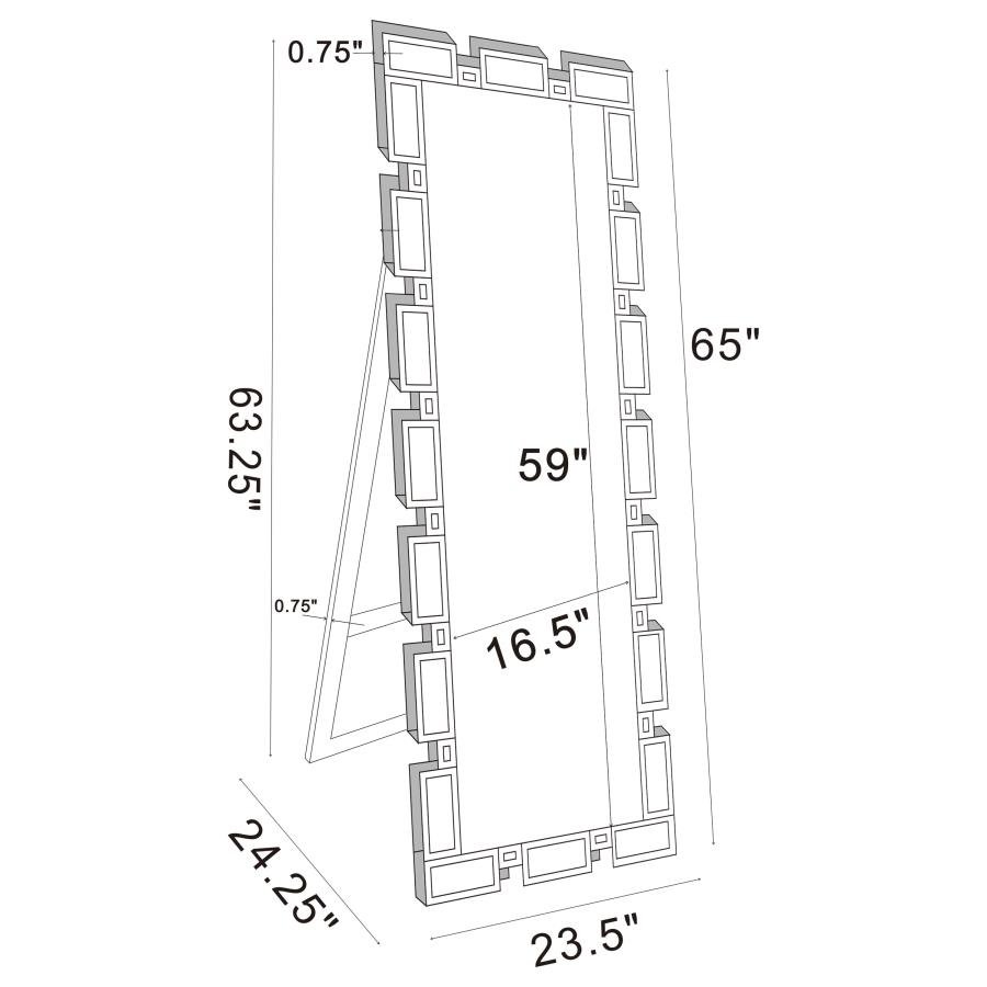 TAVIN 24 X 65 INCH GEOMETRIC FRAME STANDING MIRROR SILVER - Image 6