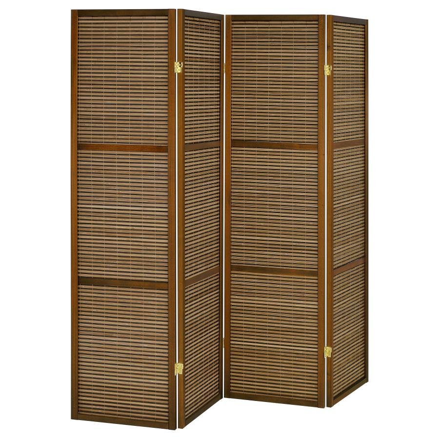 BROWNING 4-PANEL BAMBOO ROOM DIVIDER FOLDING SCREEN WALNUT