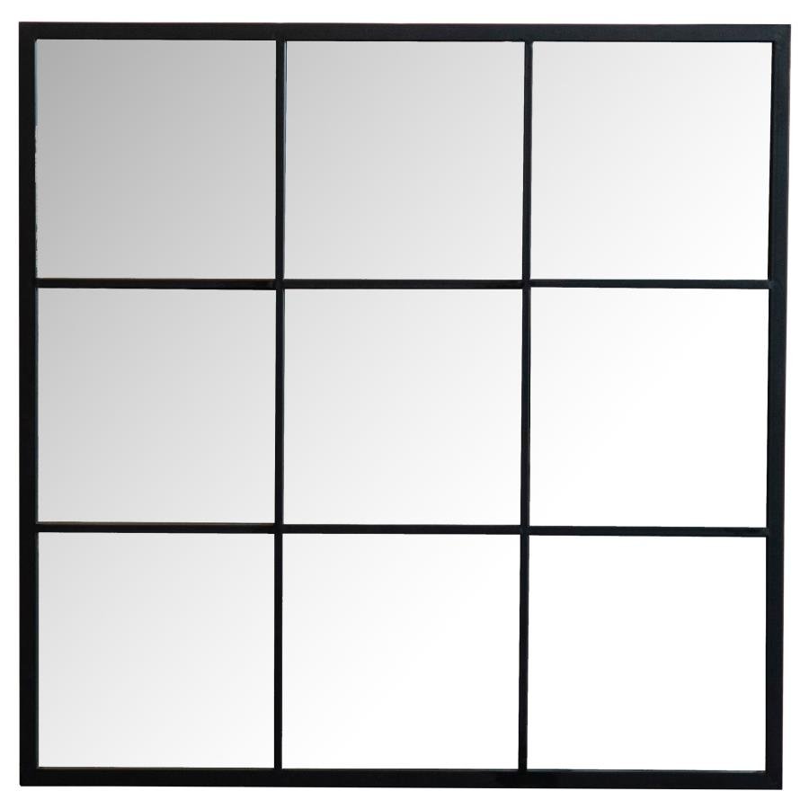 QUETZAL 35 X 35 INCH SQUARE WINDOW PANE WALL MIRROR BLACK
