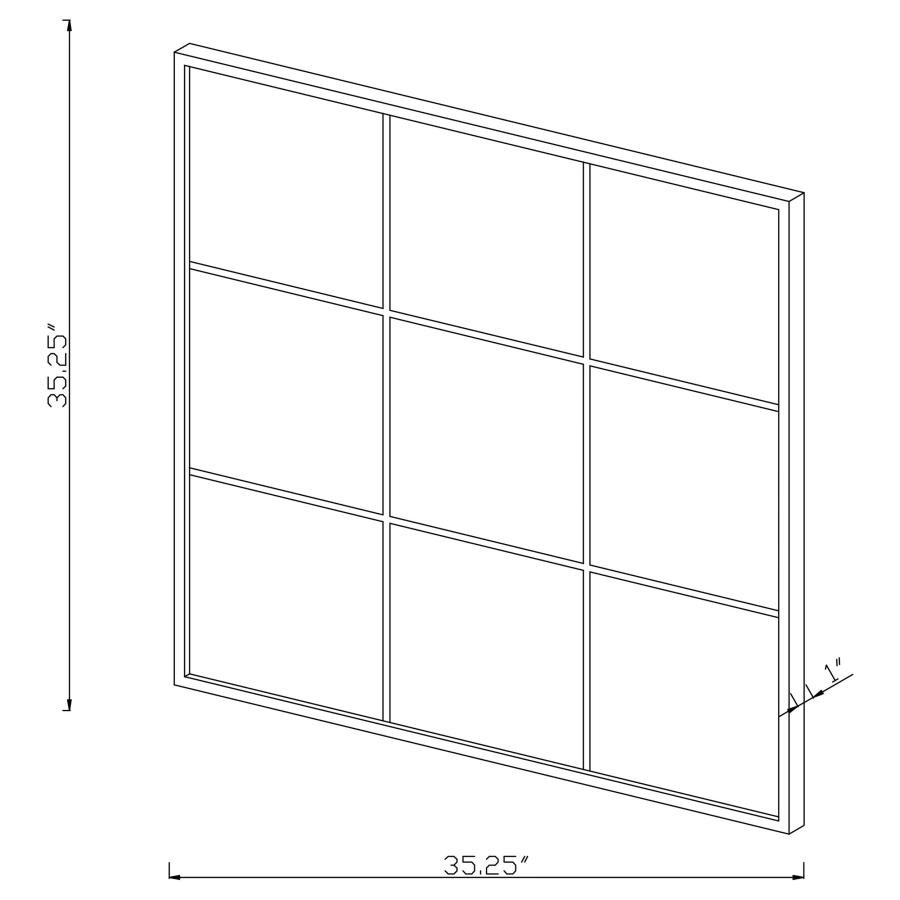 QUETZAL 35 X 35 INCH SQUARE WINDOW PANE WALL MIRROR BLACK - Image 3