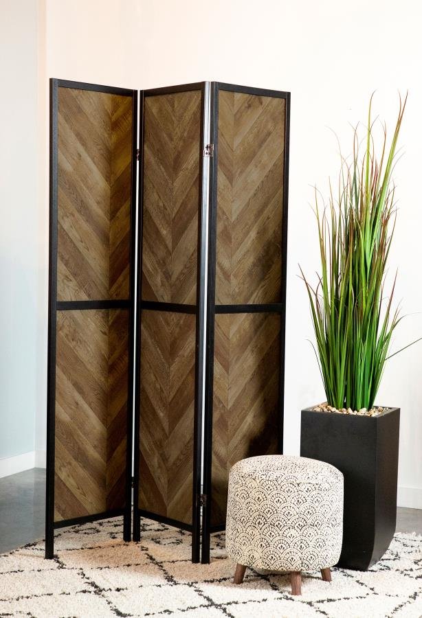 962922_01x900.jpg MARLENE 3-PANEL ROOM DIVIDER FOLDING SCREEN RUSTIC TOBACCO - Image 2