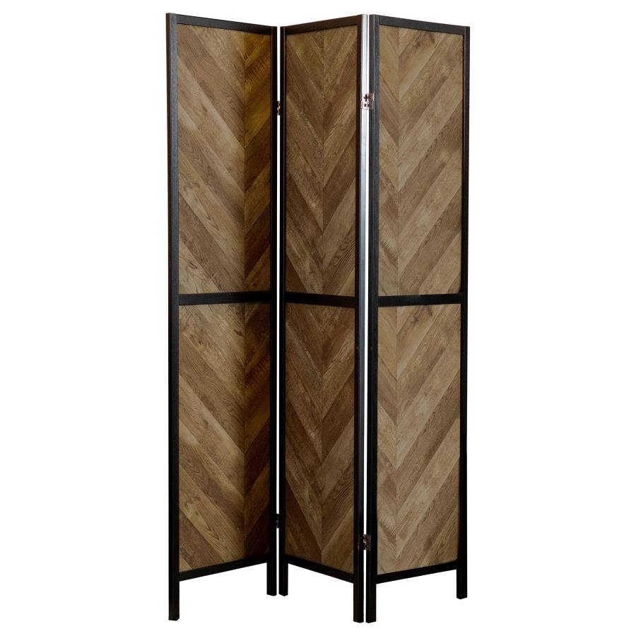 MARLENE 3-PANEL ROOM DIVIDER FOLDING SCREEN RUSTIC TOBACCO