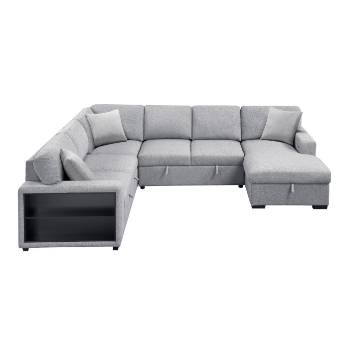 9630GY*42LRC Sectional with Right Chaise, Pull-out Bed, Hidden Storages and Shelves, Charging Ports - Image 2
