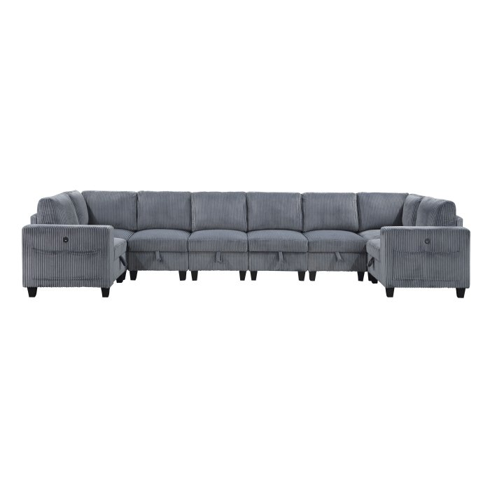 9650NDG*8SC 8-Piece Sectional with Storage, Storage Pouches and Charging Ports
