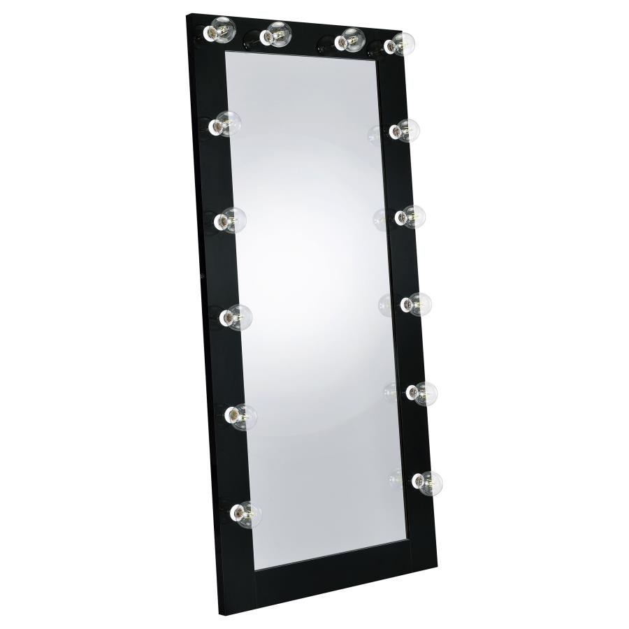 ZAYAN 32 X 71 INCH FLOOR MIRROR LED LIGHTING BLACK GLOSS