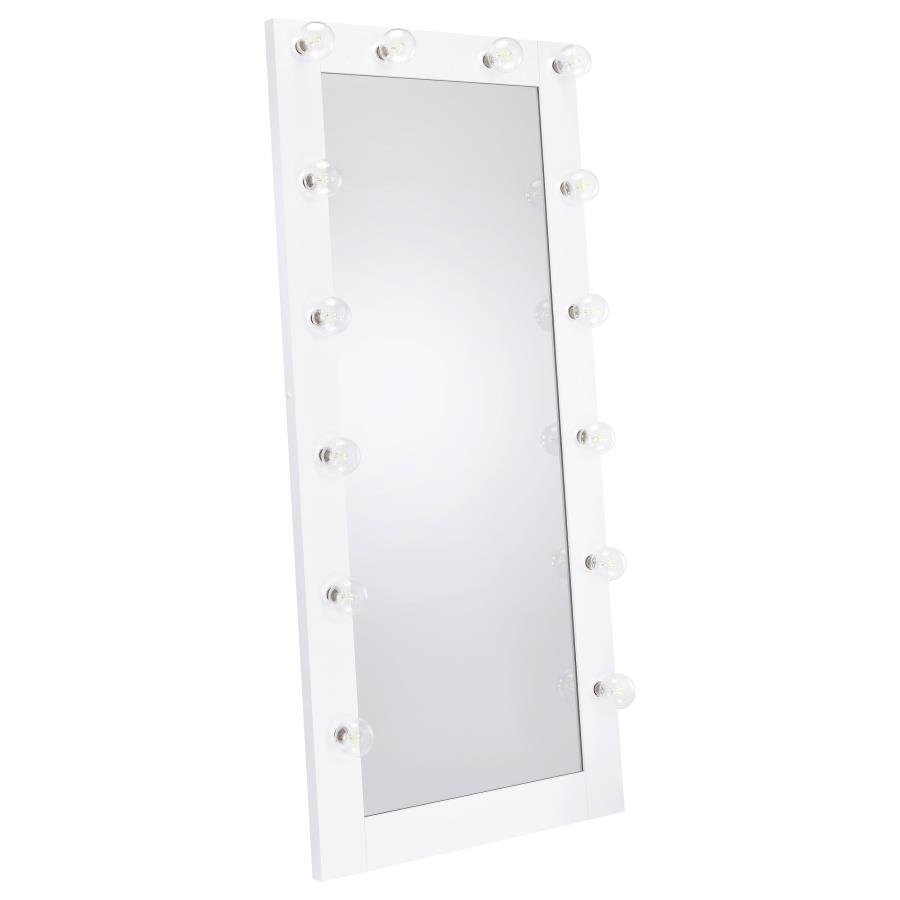 ZAYAN 32 X 71 INCH FLOOR MIRROR LED LIGHTING WHITE GLOSS