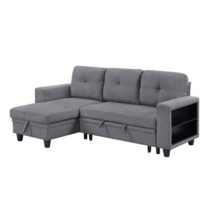 9705GY*32AVC Sectional with Reversible Chaise, Pull-out Bed, Shelves and Charging Ports