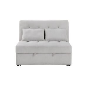 9707GRY-2CL Convertible Armless 2-Seater with Pull-out Bed and Charging Ports