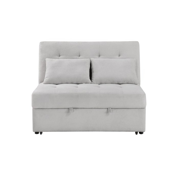 9707GRY-2CL Convertible Armless 2-Seater with Pull-out Bed and Charging Ports