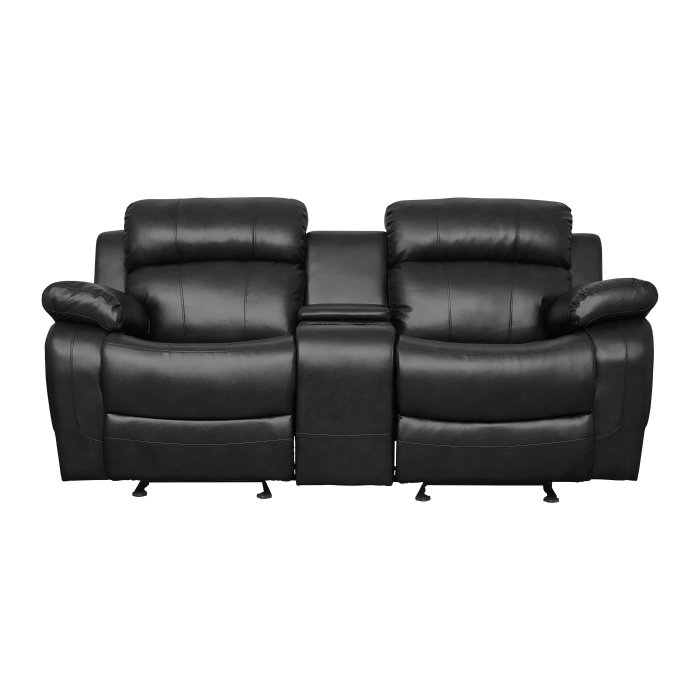 9724BLK-2 Double Glider Reclining Love Seat with Center Console