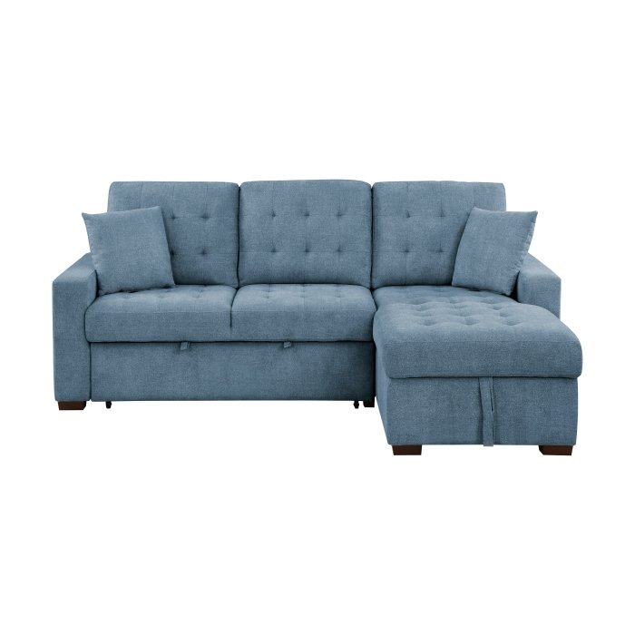 9816BU*2LLRC 2-Piece Sectional with Right Chaise, Pull-out Bed and Hidden Storage