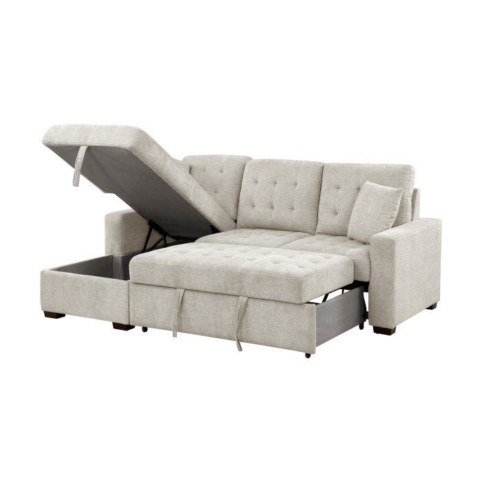 9816SN*2LCRL 2-Piece Sectional with Left Chaise, Pull-out Bed and Hidden Storage - Image 8