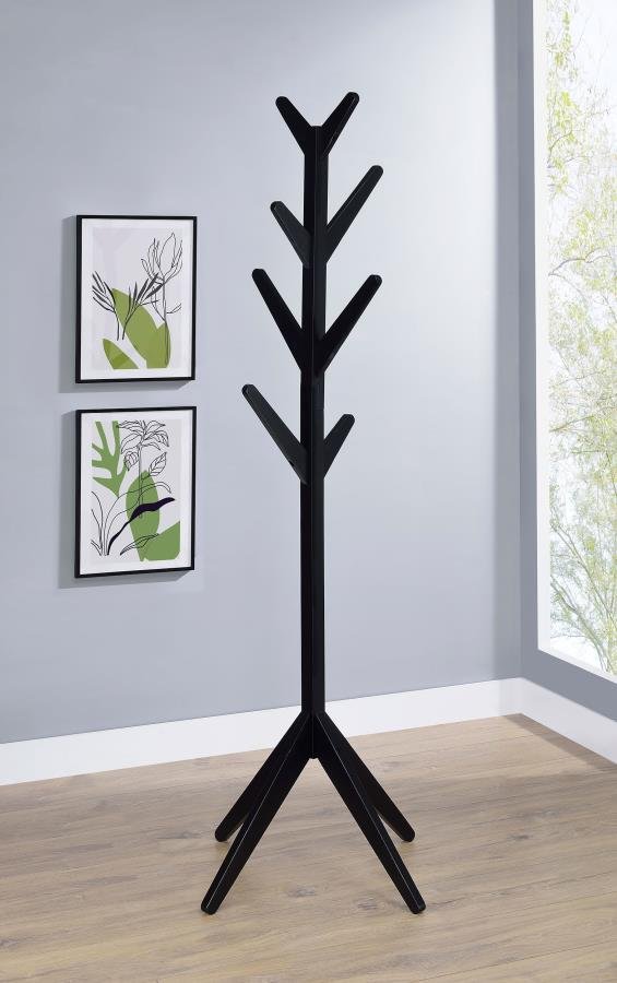 MARGARET SOLID WOOD COAT RACK CLOTHING HANGER BLACK - Image 2