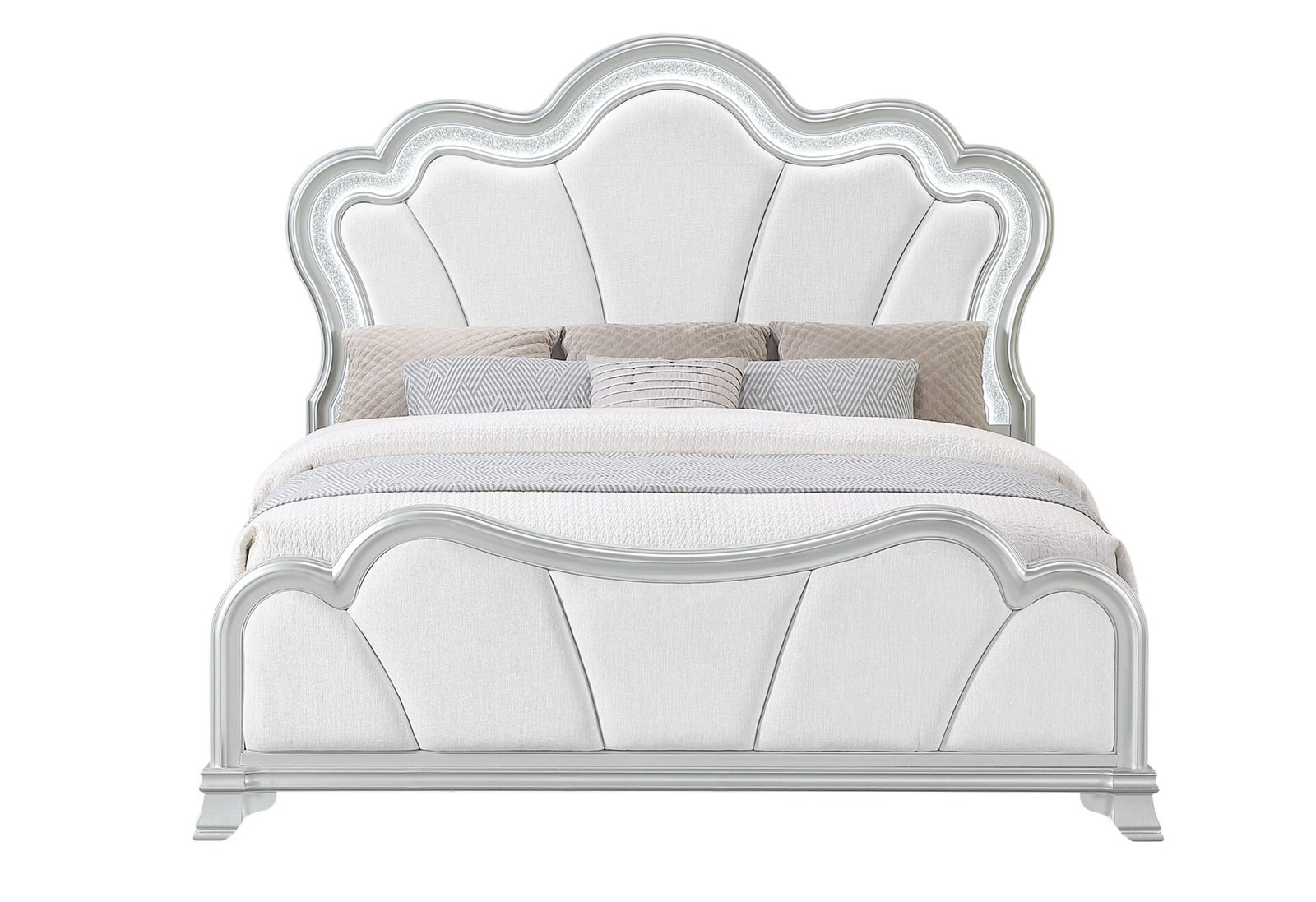 ARIA SILVER KING BED WITH LED