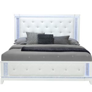ALINA WHITE KING BED WITH LED