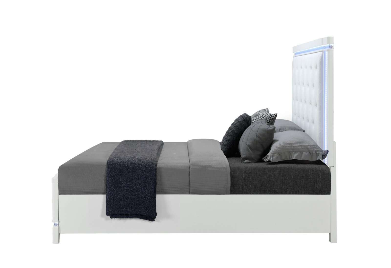 ALINA WHITE KING BED WITH LED - Image 3